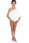 BODY DANZA LYCRA MONOSPALLA MANICA TRE QUARTI BIANCO BAMBINA